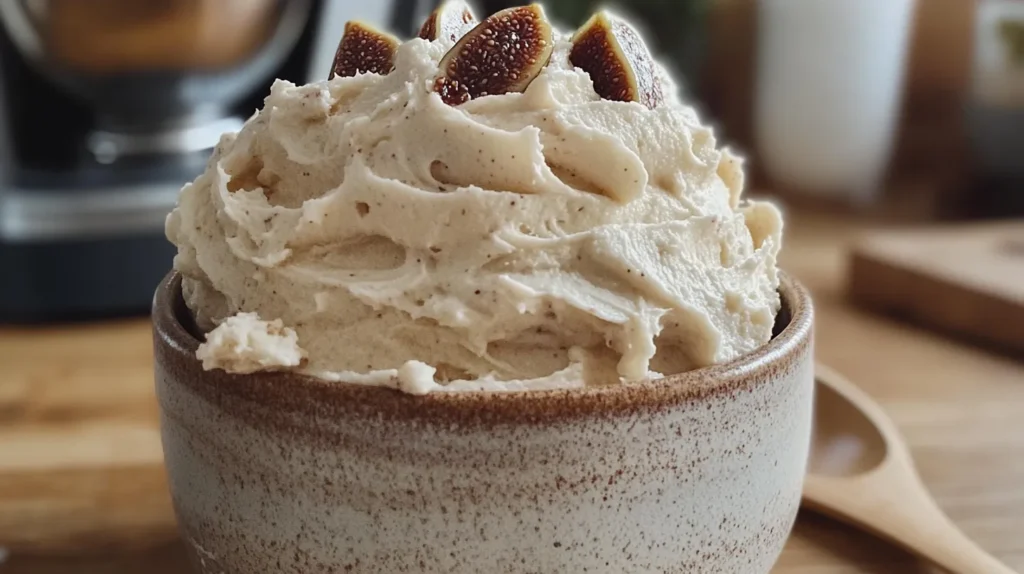 fig Swiss meringue buttercream with visible fig specks