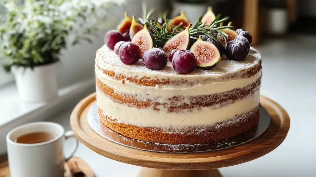Cinnamon Cake with Rosemary & Fig, and sugared grapes