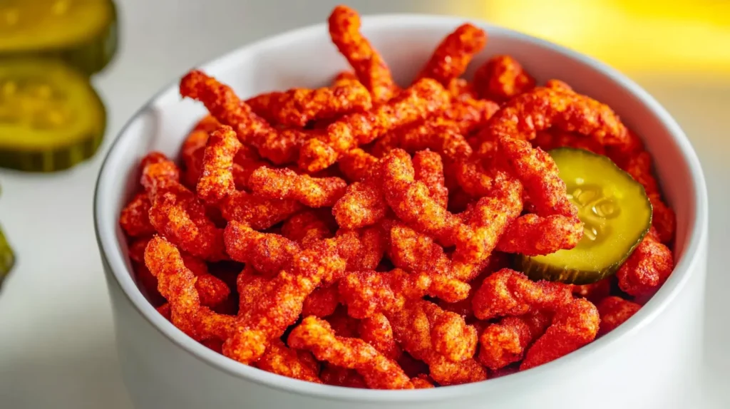 Flamin’ Hot Cheetos and thick-cut dill pickle slices